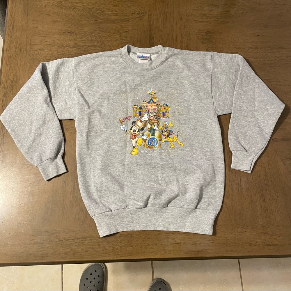 Vintage Disneyland Resort SweatShirt Size M Gray 50th Anniversary Mickey Mouse